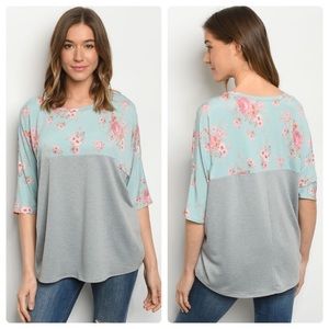 Sage green & floral raglan sleeve t-shirt!